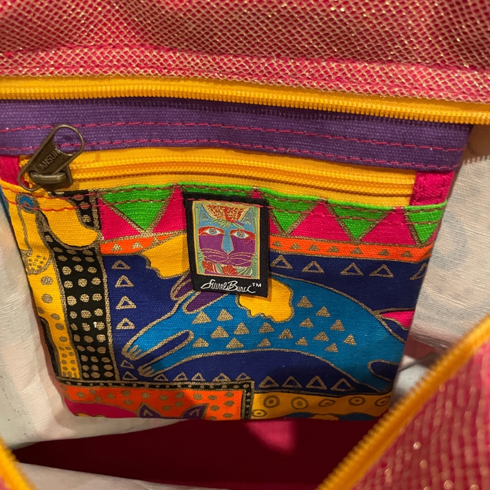 NWT VTG Vibrant Laurel Burch Dog Cat Animal Sparkly Canvas Tote Purse Bag - Picture 3 of 10